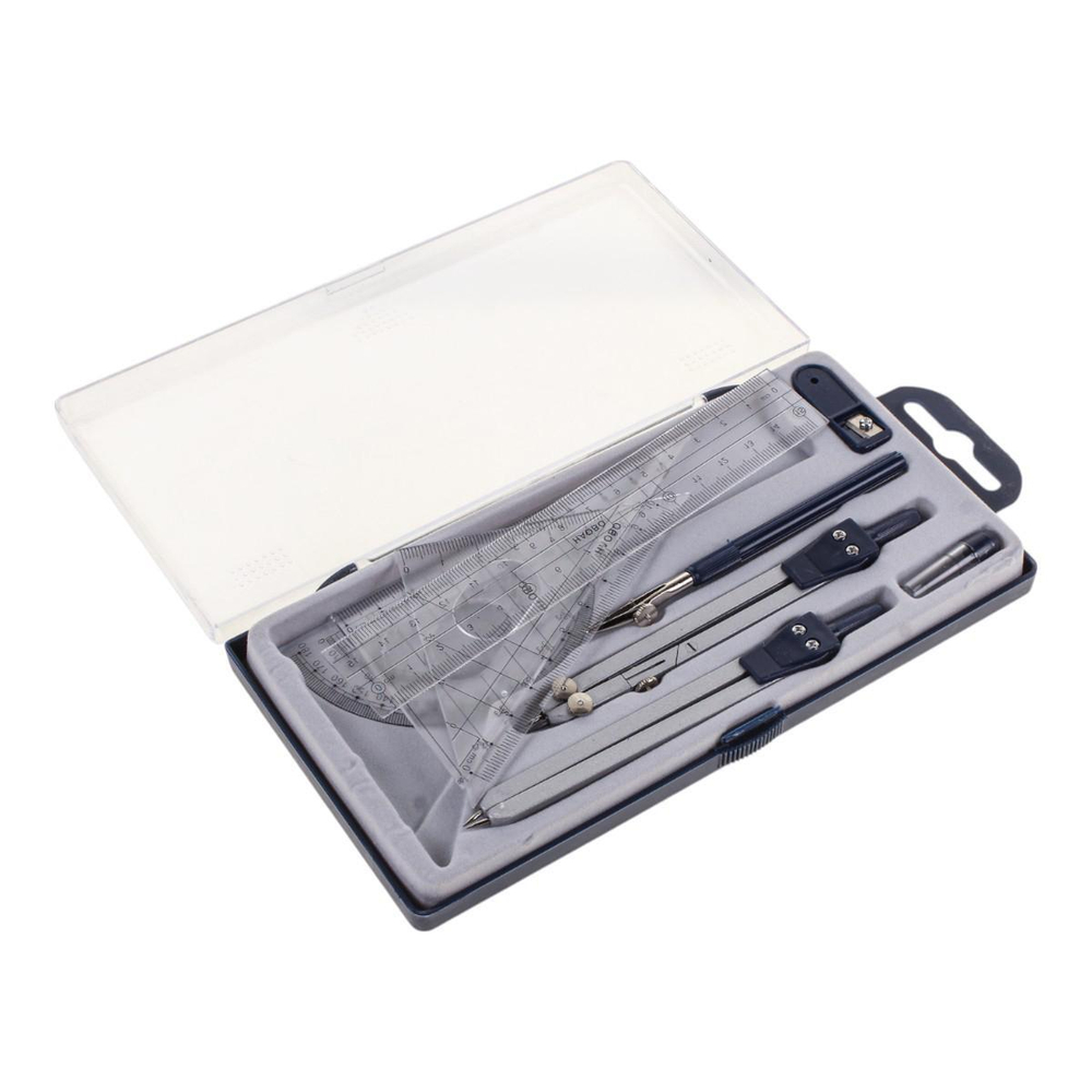 Готовальня 9 предм: циркуль мет, грифели, циркуль-измеритель, 4 лин, пласт.футляр