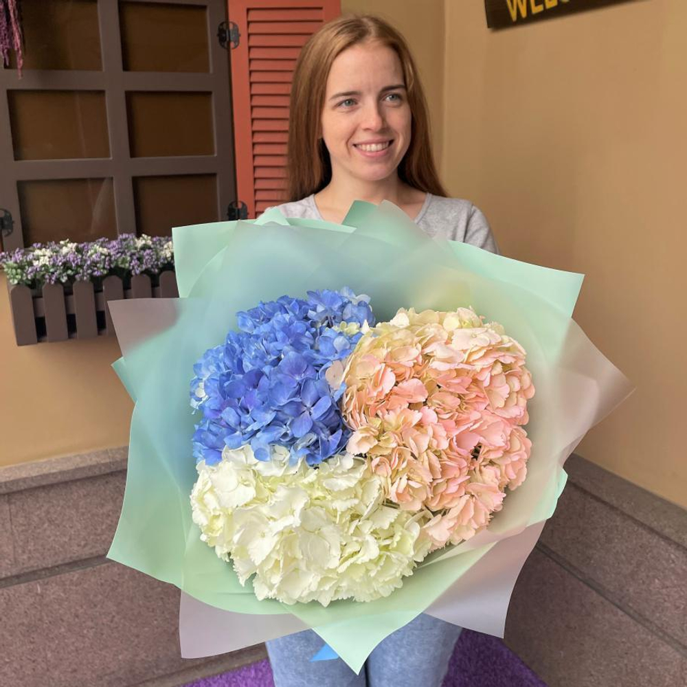 Букет из премиальных гортензий «Облачный микс»