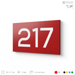 Номер на дверь 217, табличка на дверь для офиса, квартиры, кабинета, аудитории, склада, красная 120х70 мм, Айдентика Технолоджи