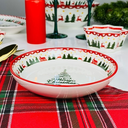 Lenardi 164-041 Салатник 16см НОВЫЙ ГОД в под.уп.(х48)Фарфор