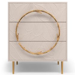 Комод Арт Колор leaves Стайл Голд с 3 ящиками Серый агат