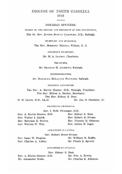 Journal of the one hundered and second annual convention of the Protestant Episcopal Church in the state of North Carolina serial. 102nd(1918) | Episcopal Church. Diocese of North Carolina