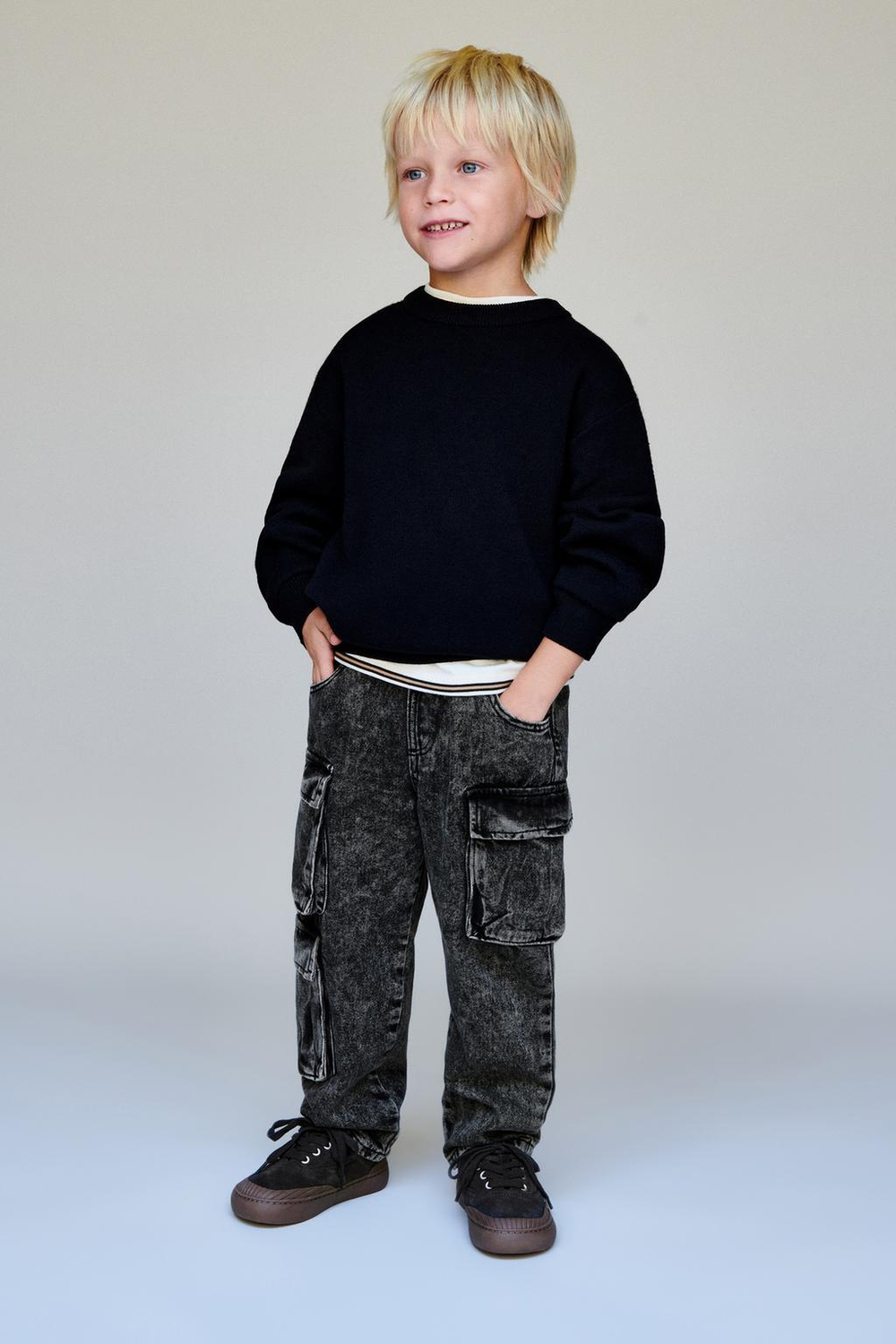 ZARA ДЖИНСЫ КАРГО, СЕРЫЙ