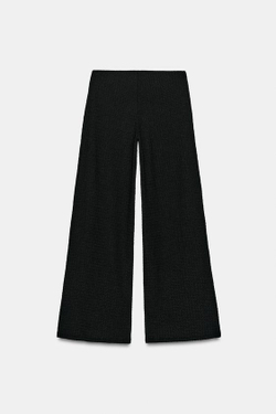 ZARA БРЮКИ ПРЯМОГО КРОЯ ФАКТУРНЫЕ, ЧЕРНЫЙ