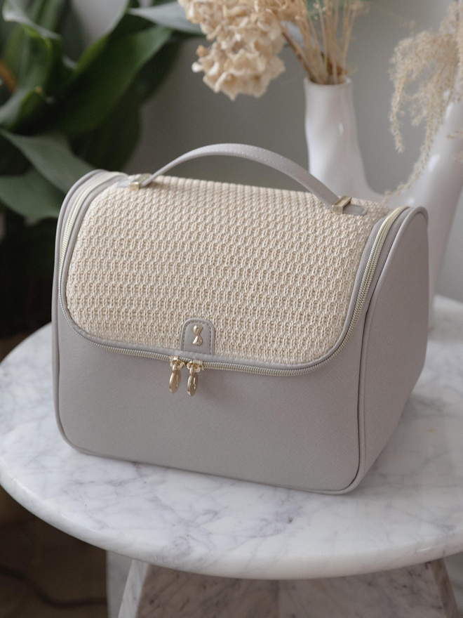 Органайзер для косметики Stackers Large Cosmetic Case - Taupe Raffia (Зеркало / Taupe Raffia / бежевый / Taupe Raffia / 210 / 600)