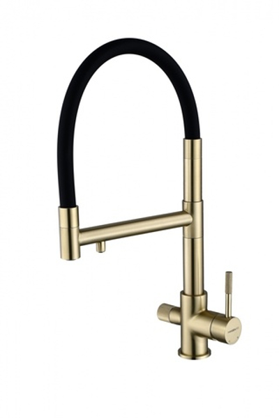 15090-D Смес. для кухни под фильт., МАГНИТ. (Мат. Золото+ЧЕР.) HansenPRO (10/1шт)