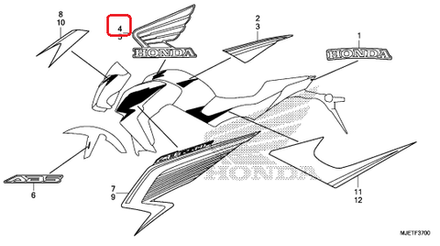 86201-MJE-D00ZB. MARK, R. WING(100MM)  *TYPE2*