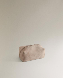 ZARA HOME КОСМЕТИЧКА СРЕДНЕГО РАЗМЕРА ИЗ РАЗДЕЛЕННОЙ КОЖИ, ЭКРЮ