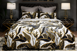 Постельное белье 1.5 спальное Garda Decor Тропики золото/серое