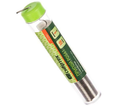 Припой с канифолью 1мм 10гр Сибртех