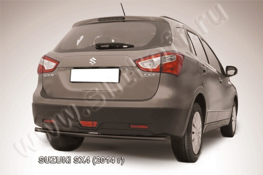 Защита заднего бампера (нержавейка) Suzuki SX-4 (2013-2016) d42 (черный)