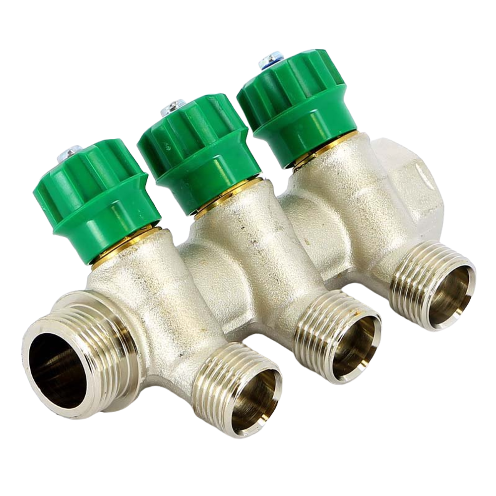 Коллектор TIEMME  3/4x1/2 н.р на 3 вых с вентилями