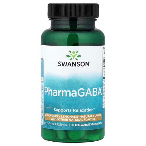 Swanson, PharmaGABA™, клубничный лимонад, 100 мг, 60 жевательных таблеток