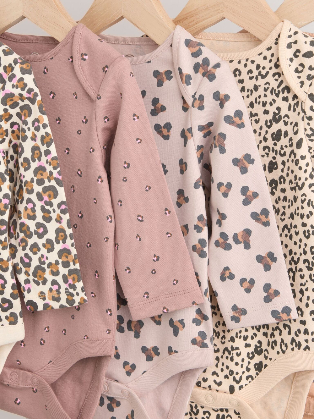 Боди с длинным рукавом для малышей Next B77-958, 5 шт., Бежевый, Розовый