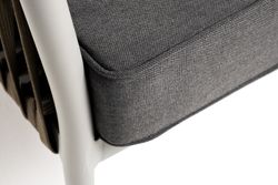 "Касабланка" диван 3-местный плетеный из роупа, каркас алюминий светло-серый (RAL7035) муар, роуп серо-коричневый 23мм, ткань серая 017