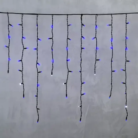 Светодиодная бахрома с колпачком 3,2*0,9 м., 168 синих LED ламп, мерцание, каучуковый черный провод, LTC (LL168BLW-1-2B)