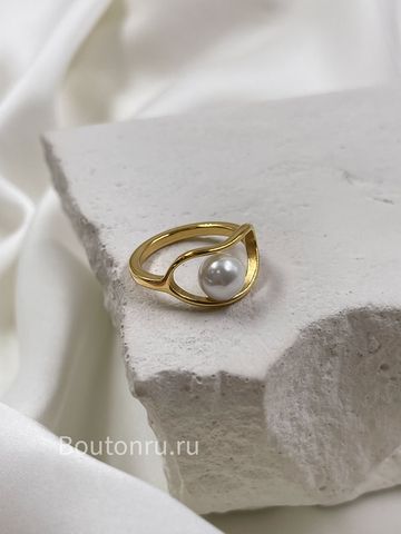 Кольцо золотистое с жемчужиной (скидка)