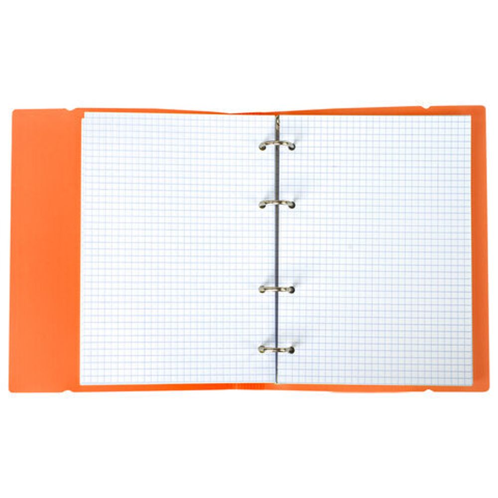 Тетрадь на кольцах А5 (175х220 мм), 120 л., пластиковая обложка, клетка, с фиксирующей резинкой, BRAUBERG, оранжевая, 403571