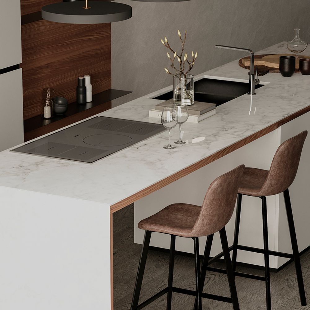 Стул барный Hugh, экокожа, серо-коричневый