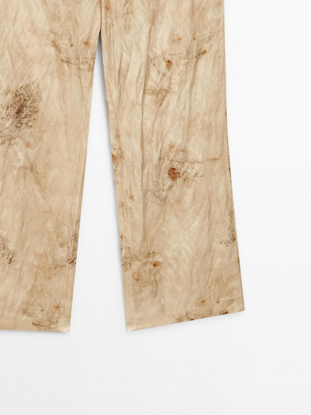 Massimo Dutti Брюки прямого кроя из струящейся ткани с металлическим блеском, ванильный