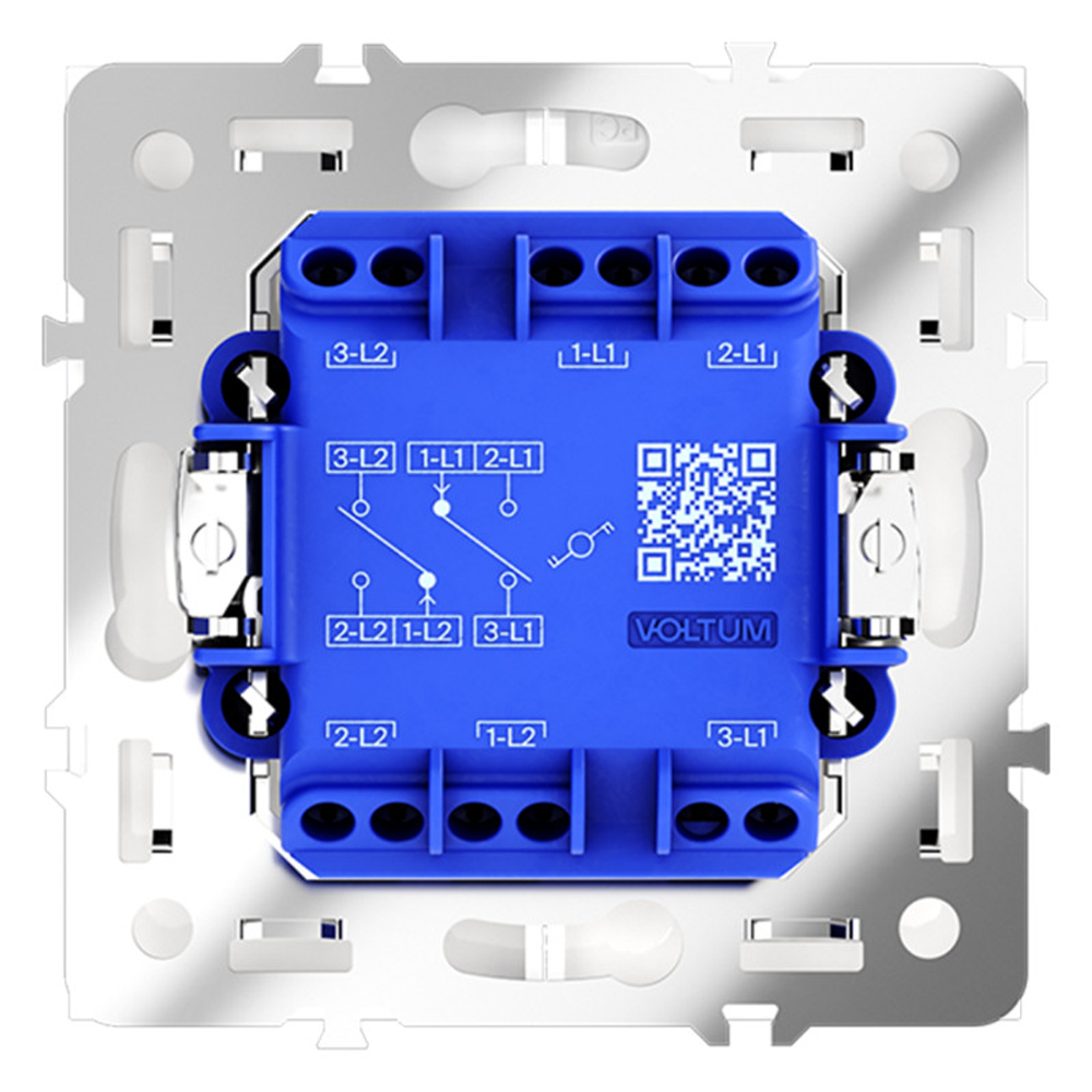 Проходной переключатель встраиваемый VOLTUM S70 двухклавишный 10А, (белый глянцевый)