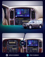 Магнитола для Toyota Land Cruiser 100, Lexus LX470 1998-2002 (кондиционер или климат внизу, рамка дерево) - Teyes CC3L монитор 9" IPS на Android 10, 8-ядер, CarPlay, 4G SIM-слот