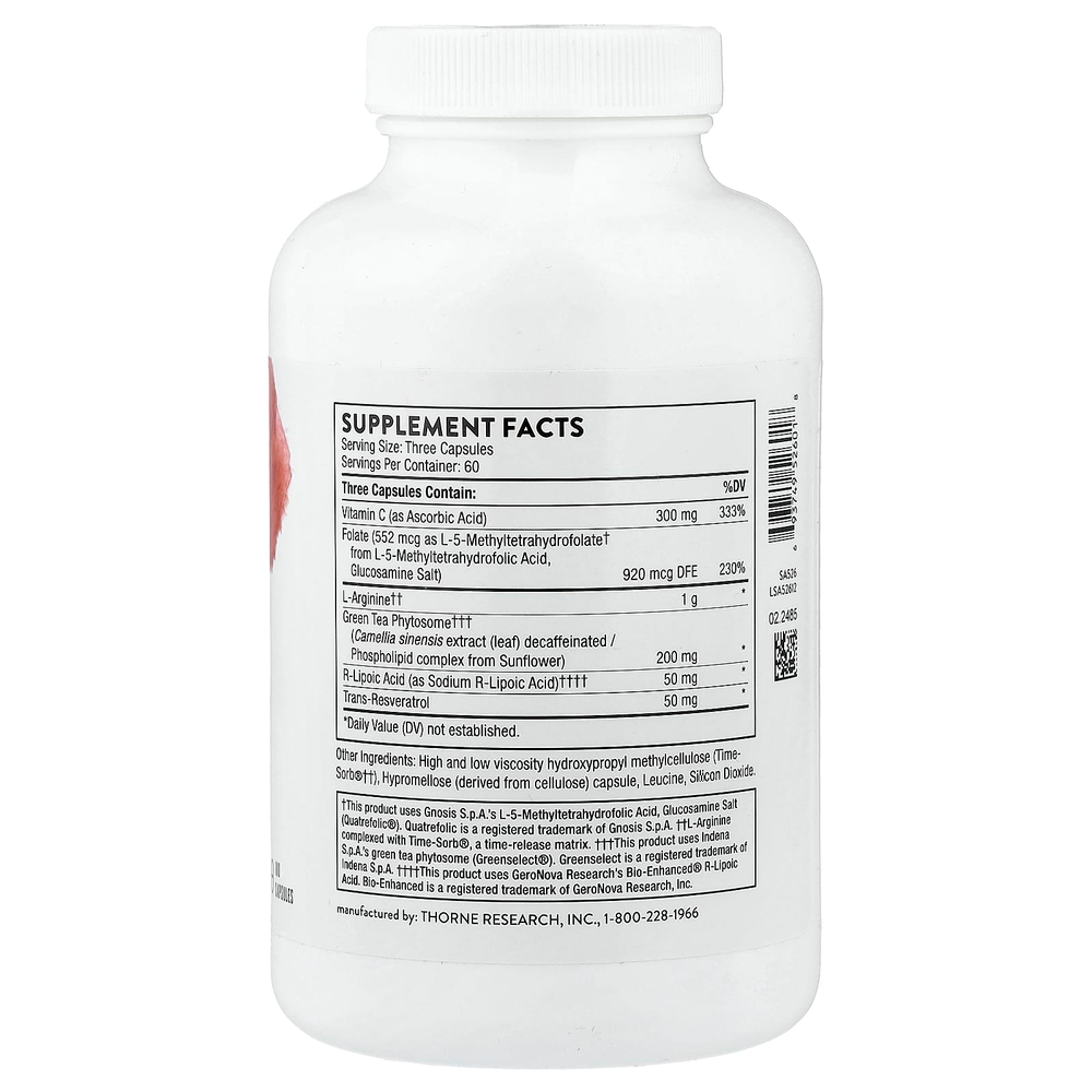 Thorne, Perfusia Plus, аргинин и кофакторы, 180 капсул