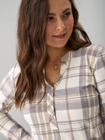 Блузка БЛ-22/клеткабеж-серебро