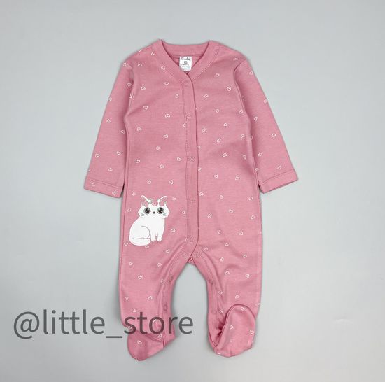 Слип хлопковый "Кошечки и цветочки" розовый зефир