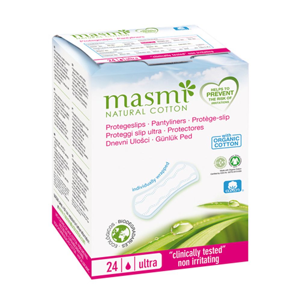 Ежедневные ультратонкие гигиенические прокладки из органического хлопка в индивидуальной упаковке (MASMI NATURAL COTTON)