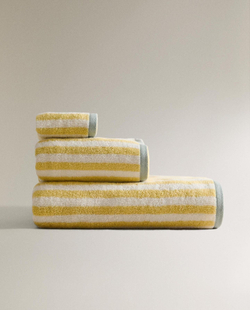 Zara Home - Двухстороннее полосатое банное полотенце, желтый, 30х50 см