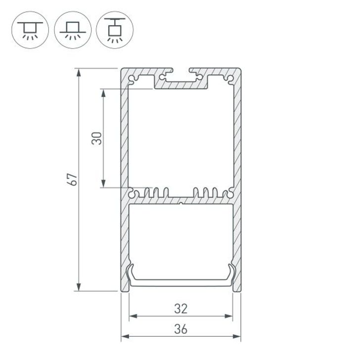 Профиль Arlight SL-Line-3667-3000 Anod 036197
