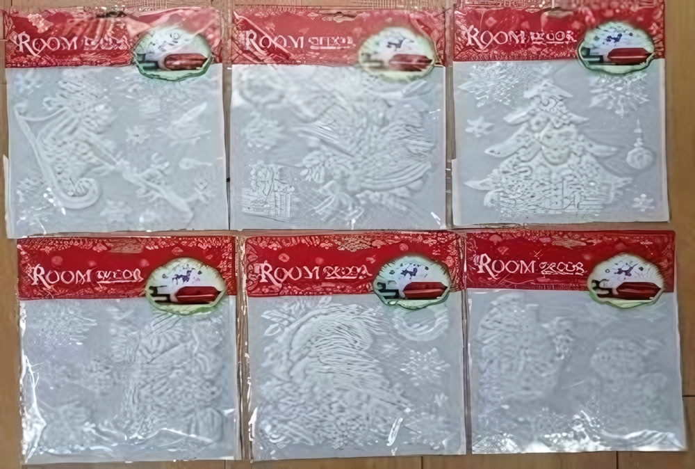 Наклейка новогодняя 21*27 см, 6 видов микс , пакет