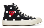 CDG Play x Converse 1970s Chuck Taylor All Star comfortable non-slip wear-resistant high-top canvas shoes for men and women the same style black