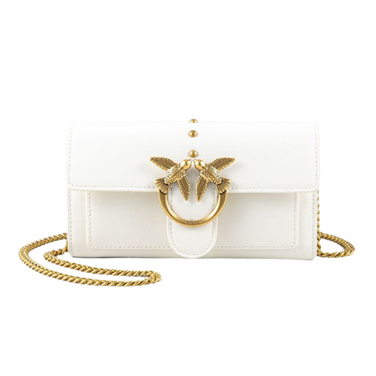 Сумка Pinko Simply 22 Spring and Summer Cowhide Classic Bird Swallow Bag Chain Wallet Messenger Shoulder Bag White, 1P22JM-Y7SP-Z14Q