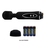 Черный вибромассажер 20,5см со сменными насадками Baile Power Wand BW-055002A