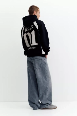 PULL&BEAR Толстовка с капюшоном Evangelion, черный