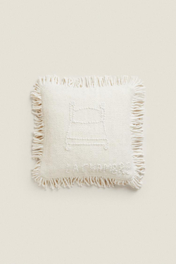 ZARA HOME ЧЕХОЛ ДЛЯ ДЕКОРАТИВНОЙ ПОДУШКИ С ВЫШИВКОЙ ИЗ ШЕРСТИ, ЭКРЮ