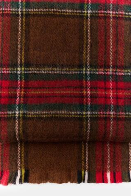 ZARA ШАРФ В КЛЕТКУ С БАХРОМОЙ, КОРИЧНЕВЫЙ