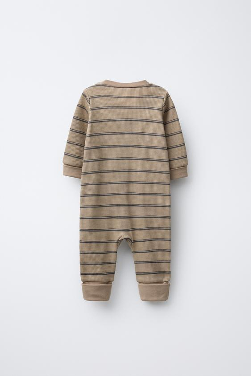 ZARA КОМПЛЕКТ ИЗ ДВУХ ПИЖАМНЫХ КОМПЛЕКТОВ В ЦВЕТОЧЕК И ПОЛОСКУ С ОТКИДНЫМИ НОЖКАМИ, ЦВЕТ ВЕРБЛЮЖЬЕЙ ШЕРСТИ