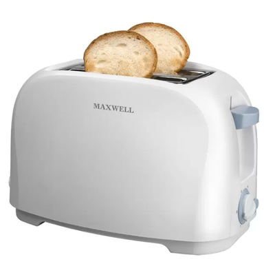 Тостер Maxwell MW-1501 — 800Вт, 2 тоста, 6 уровней, автоподъем, съемный поддон, белый