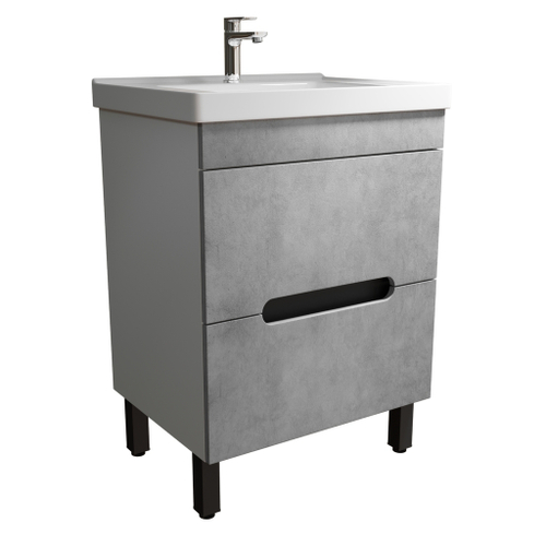 Тумба д/ванной "Честер -60" Бетон под раковину Грэйс- 60 (DREJA) (ПВХ)