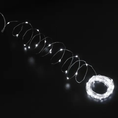 Гирлянда для улицы «Росинка» 10 м 100 ламп LED проволочн.пров, 8 реж.,IP-54, Белый (солнечная батарея)