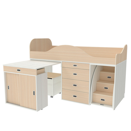 Кровать-чердак КарИВи Малыш Люкс Белое Дерево  Дуб Молочный