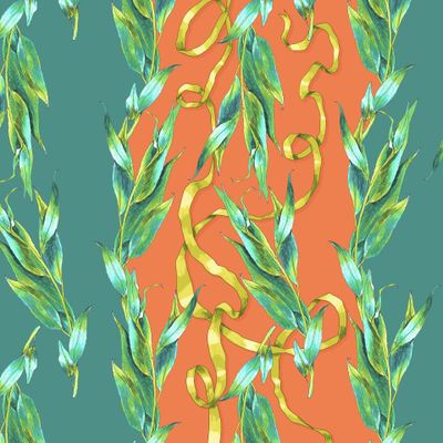 узор с ветвями ивы и лентами в стиле рококо (2)