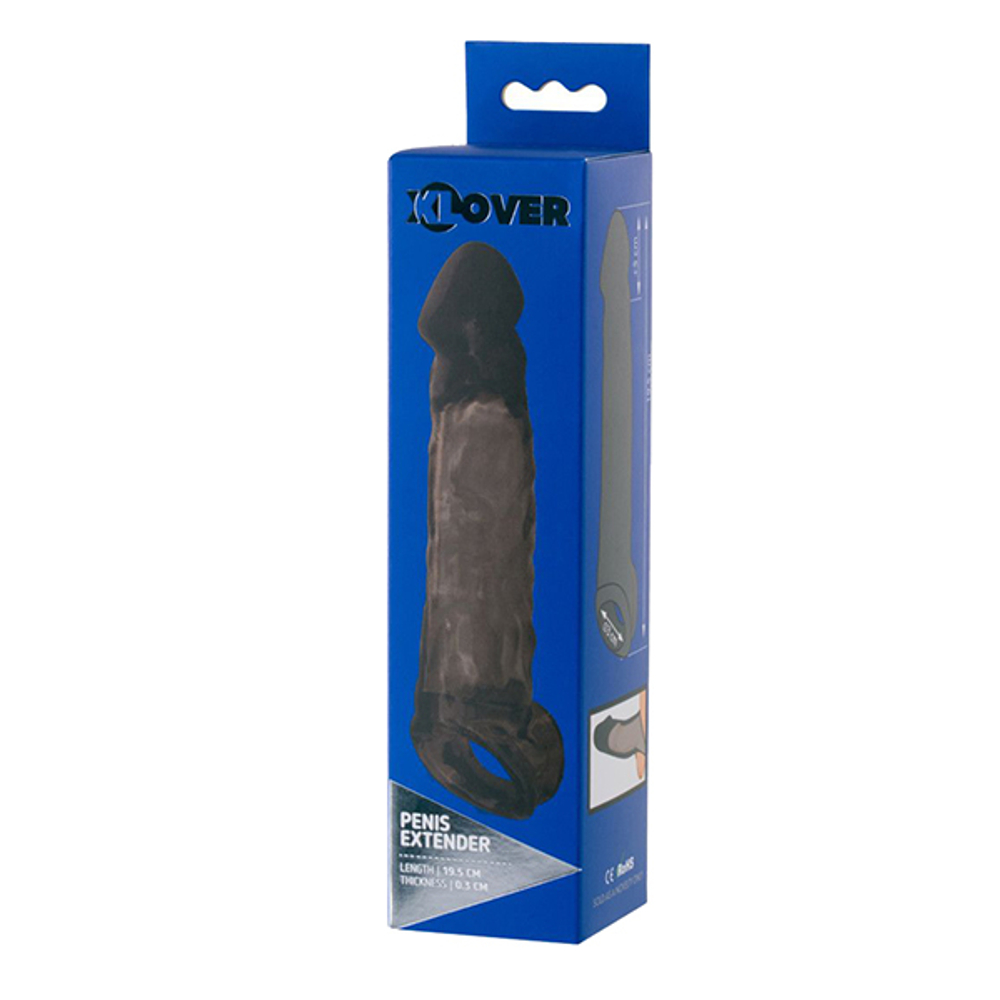 Чёрная насадка на пенис 19,5см c подхватом ToyFa XLover 748033
