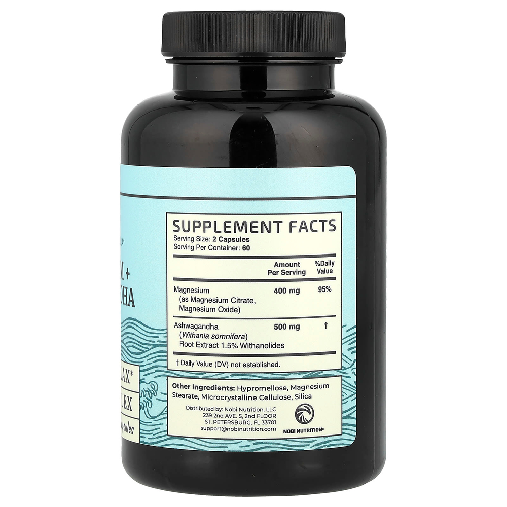 Nobi Nutrition, Магний + ашваганда`` 120 капсул
