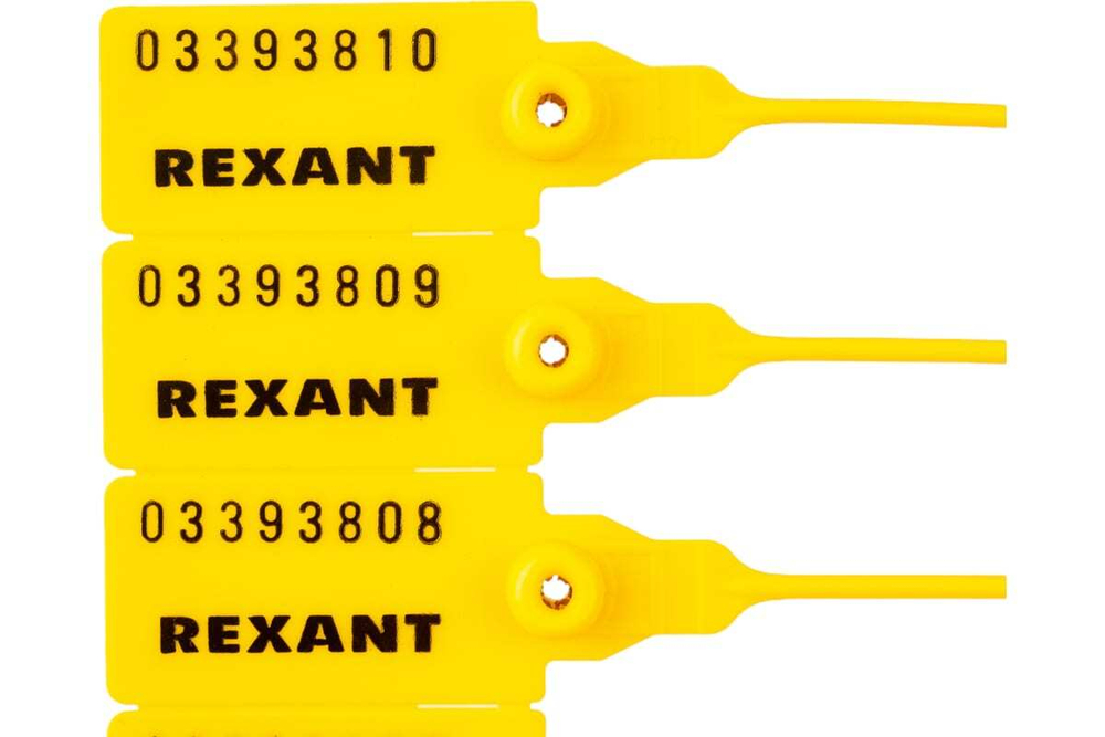 Номерная пломба для опечатывания REXANT пластиковая 320 мм желтая 50 шт 07-6132