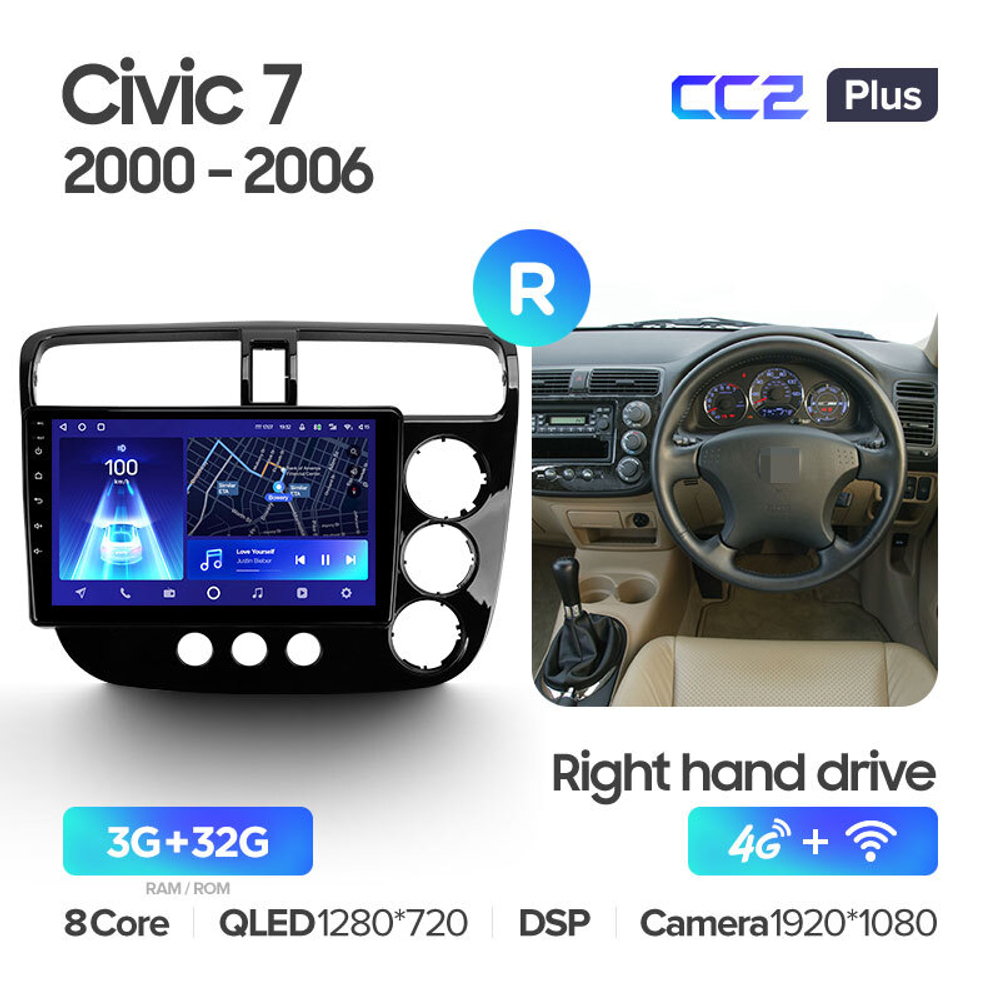 Teyes CC2 Plus 9" для Honda Civic 7 2000-2006