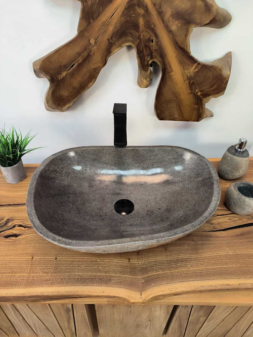 Раковина из речного камня RS-65835 57х40х15 из натурального камня